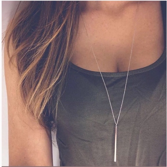 Jewelry - Simple lariat silver pull over bar necklace NEW